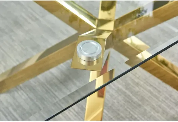 Best Quality Furniture Clear Glass Dining Set With Velvet Upholstered Chairs