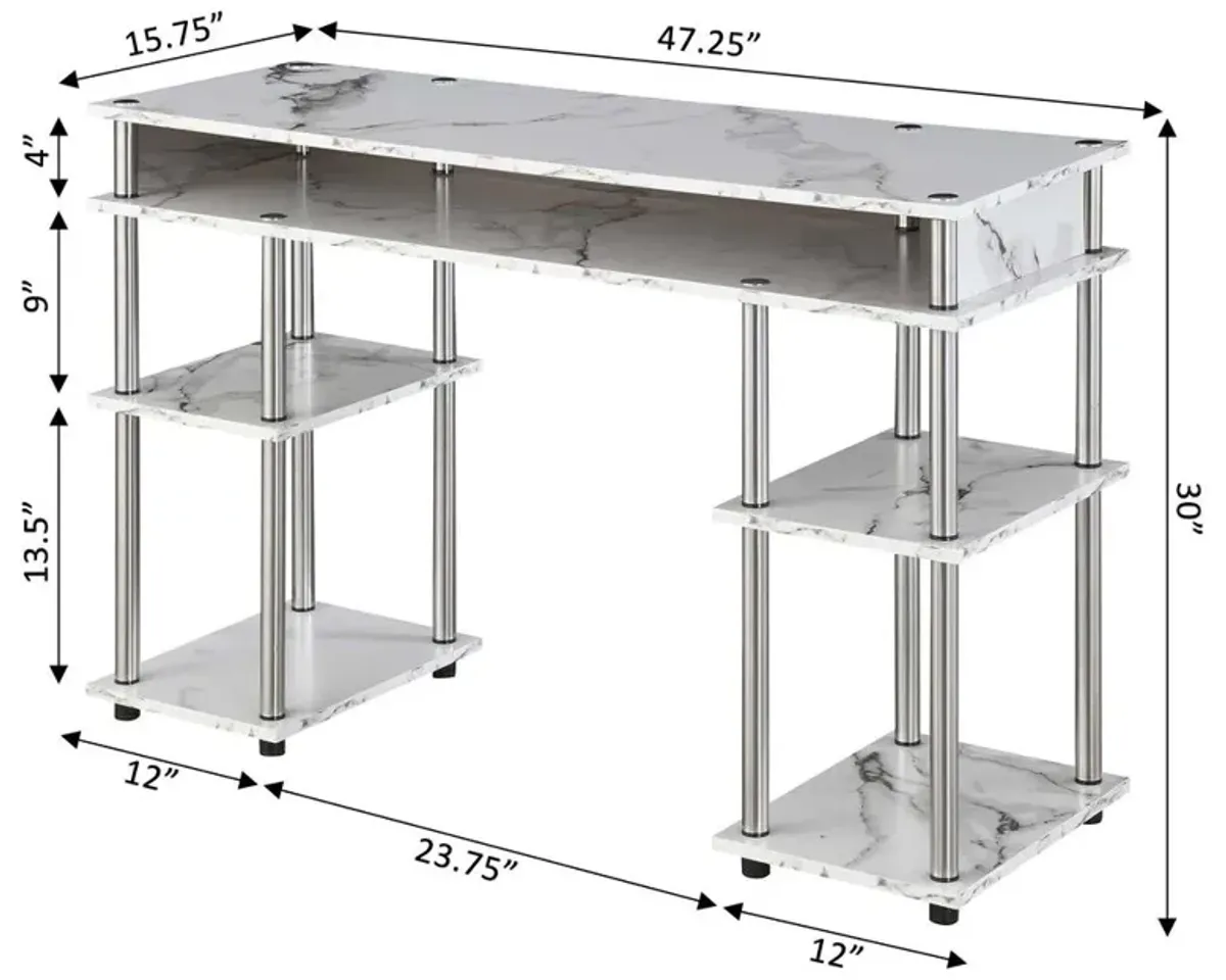 Convenience Concepts Designs2Go No Tools Student Desk, White Marble