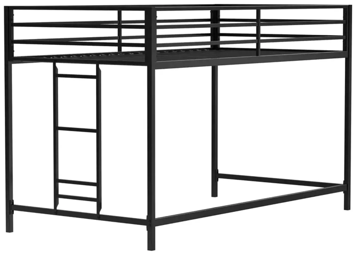 Twin Children's Loft Bunk Bed with Metal Frame and Safety Guard Rails, Anti-Noise Design, Protective Post Caps, Black