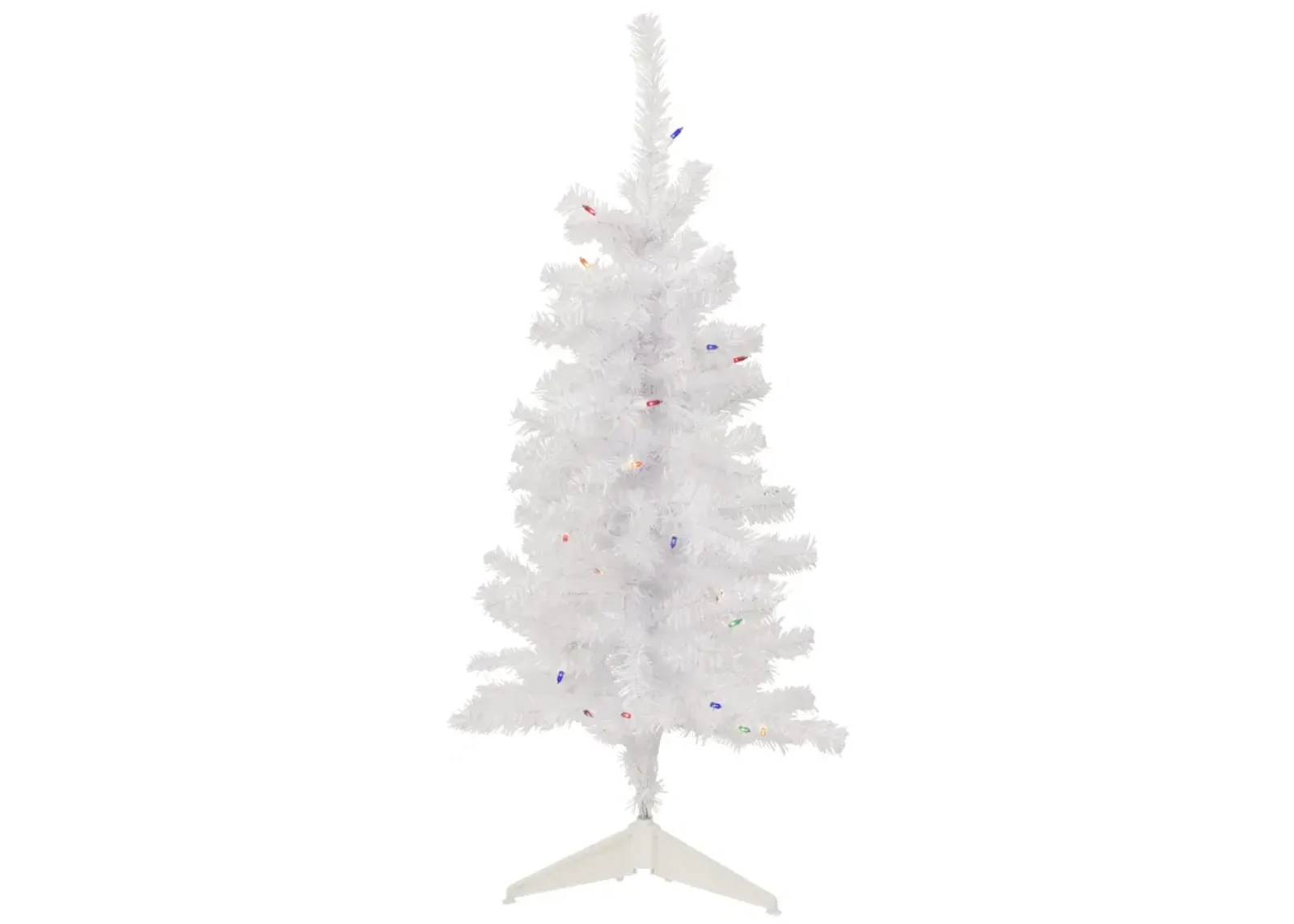 3' Pre-Lit Woodbury White Pine Slim Artificial Christmas Tree  Multi Lights