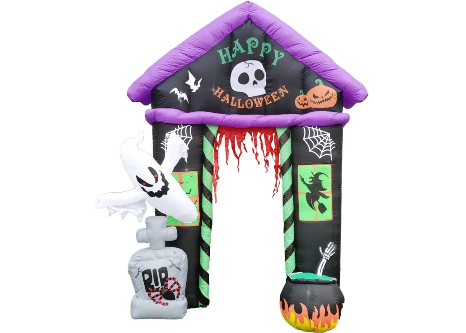 Haunted Hill Farm 9ft Inflatable Halloween Ghost, Witch, Tombstone Arch w/ Lights