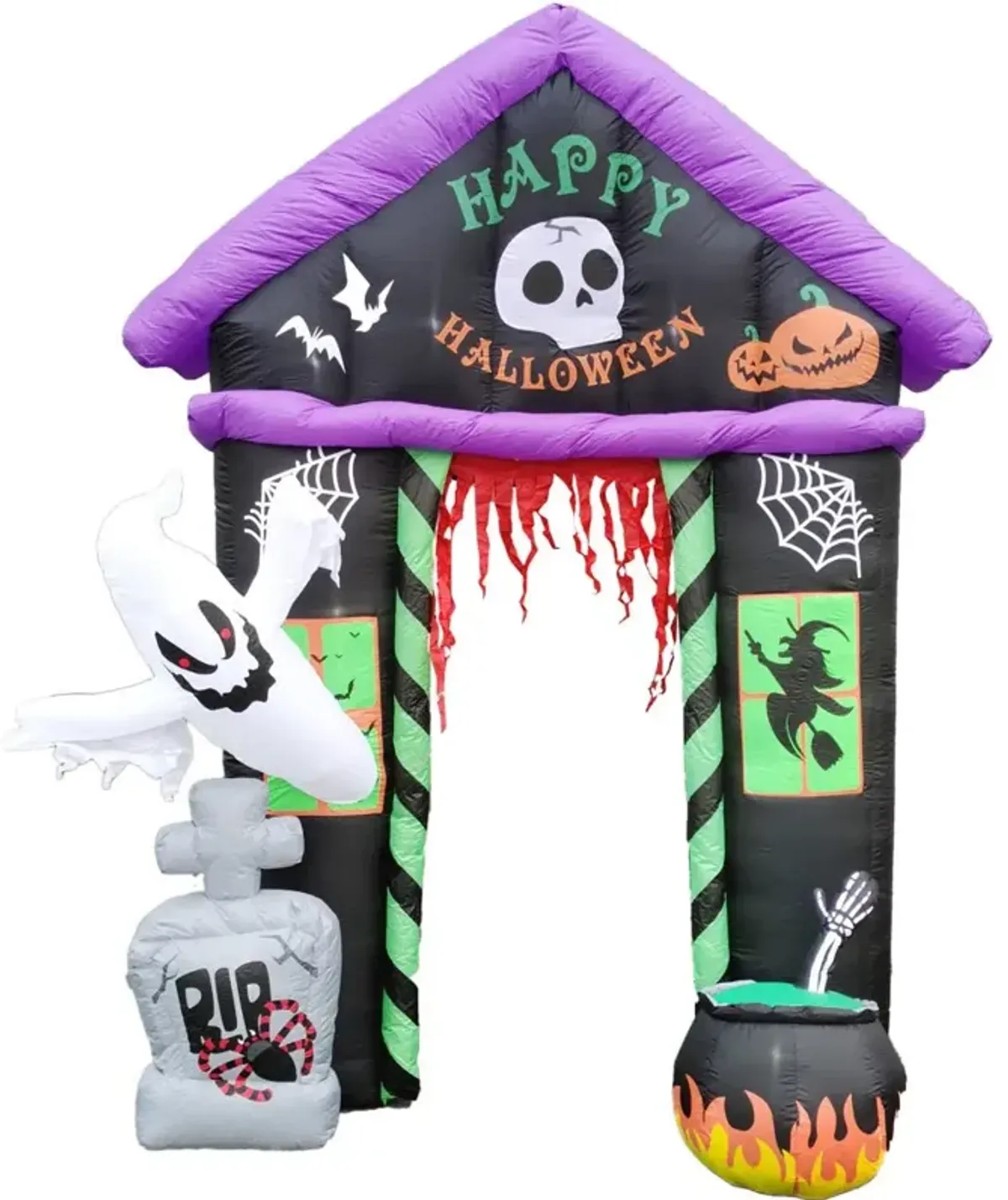 Haunted Hill Farm 9ft Inflatable Halloween Ghost, Witch, Tombstone Arch w/ Lights