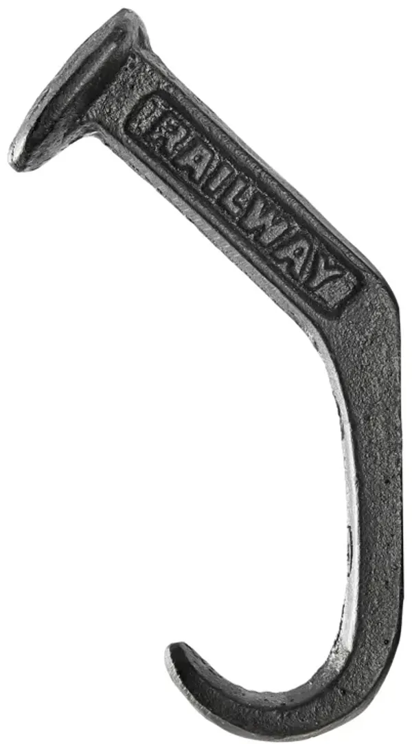 Black Cast Iron Railway Spike Wall Mount Hook Set (Set of 6)