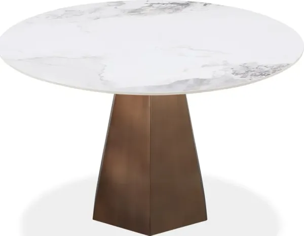 Carmel Stone Top Round Dining Table in Chanelle and Bronze