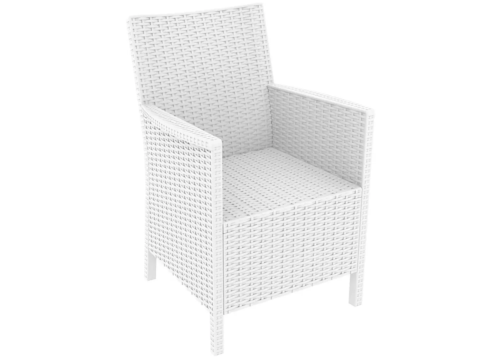 35.5" White Patio Dining Arm Chair with Sunbrella White Cushion