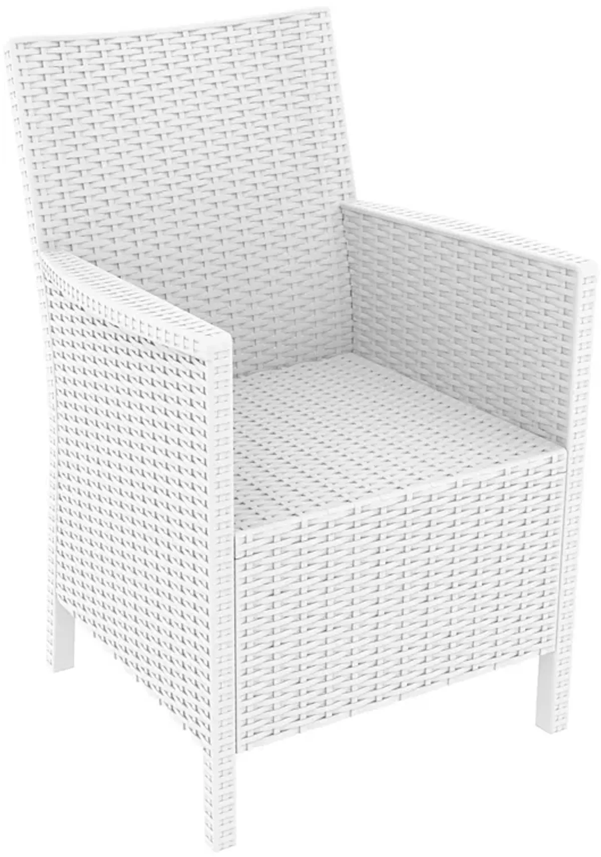 35.5" White Patio Dining Arm Chair with Sunbrella White Cushion