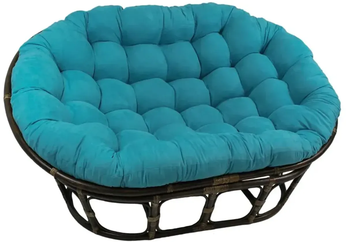 International Caravan Rattan Double Papasan  Chair with Microsuede Cushion