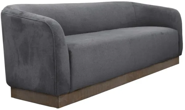Ino Sofa, Dark Gray Polyester, Foam Cushions, Solid Wood Base, 88 Inch - Benzara