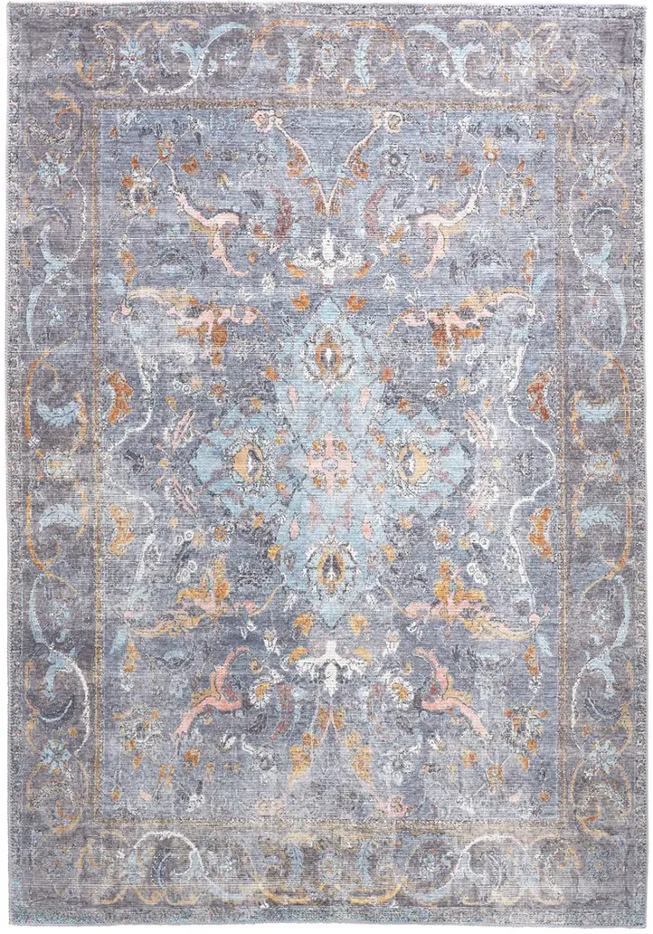 Percy 39AFF Blue/Gray/Orange 5'3" x 7'6" Rug