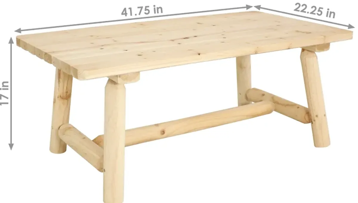 Sunnydaze Rustic Wooden Rectangular Coffee Table - Unfinished - 41.75 in