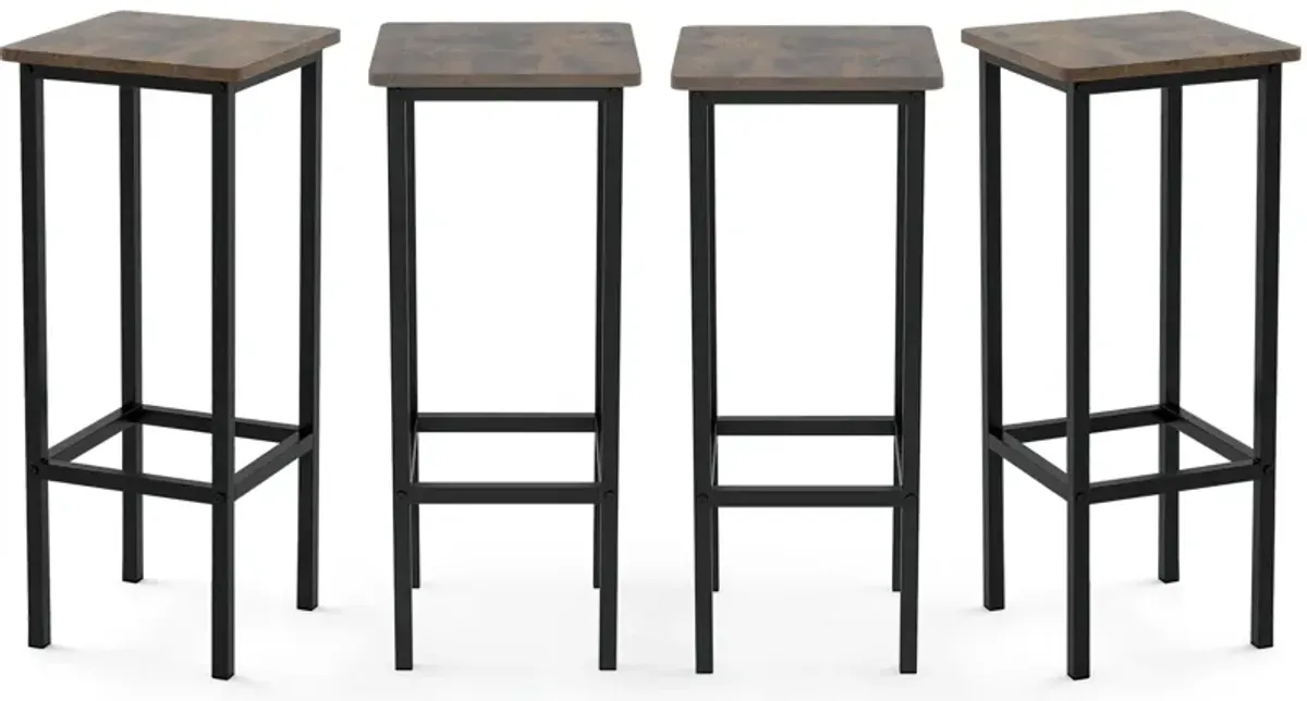 Set of 4 Bar Stools with Metal Legs and Footrest – Stylish and Durable Seating for Any Space