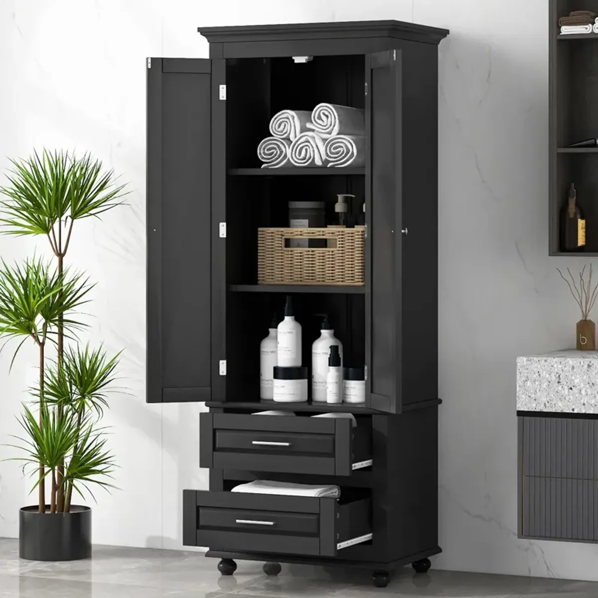 Merax Storage Cabinet with Two Drawers for Bathroom