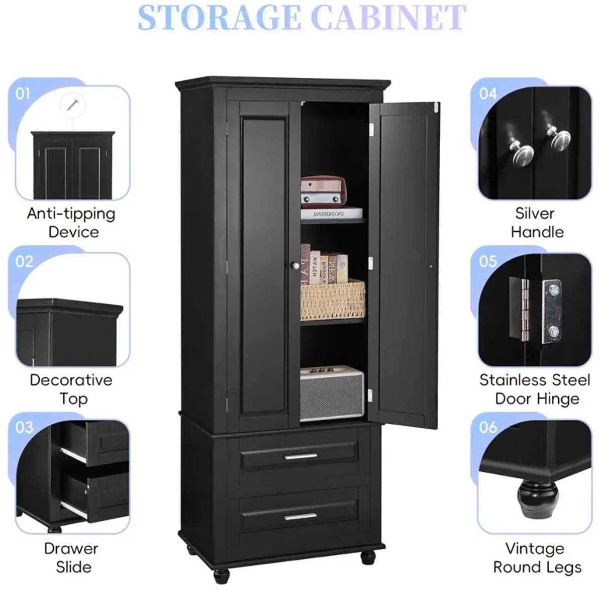 Merax Storage Cabinet with Two Drawers for Bathroom