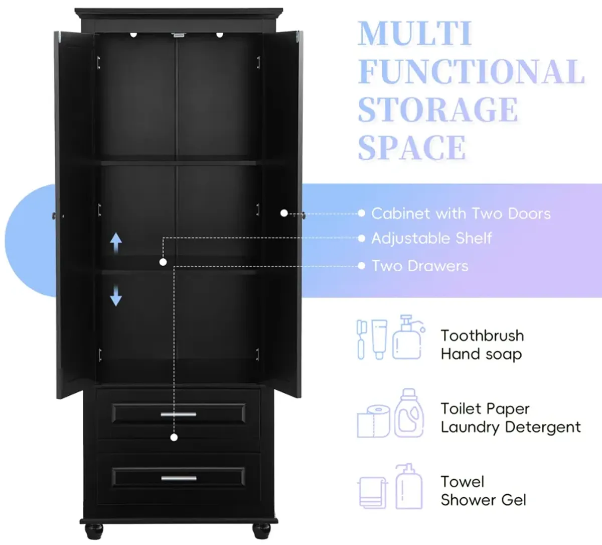 Merax Storage Cabinet with Two Drawers for Bathroom