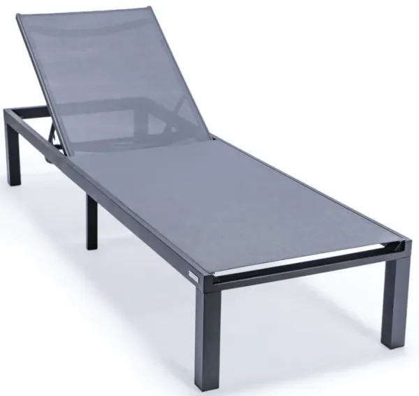 LeisureMod Marlin Patio Chaise Lounge Chair With Black Aluminum Frame