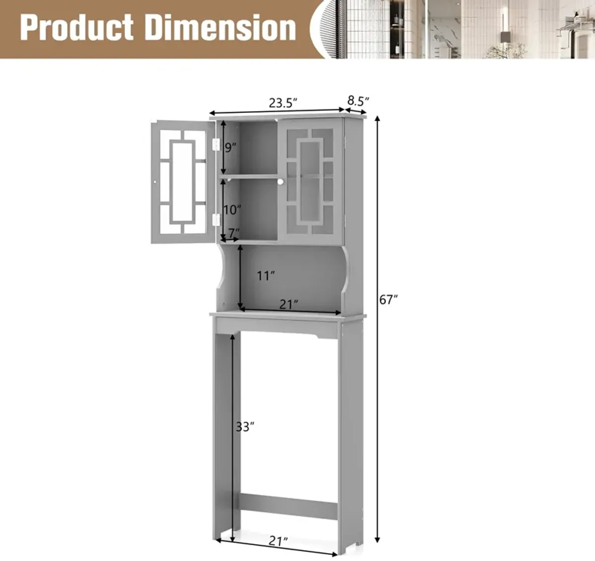 Bathroom Spacesaver Organizer with Adjustable Shelf