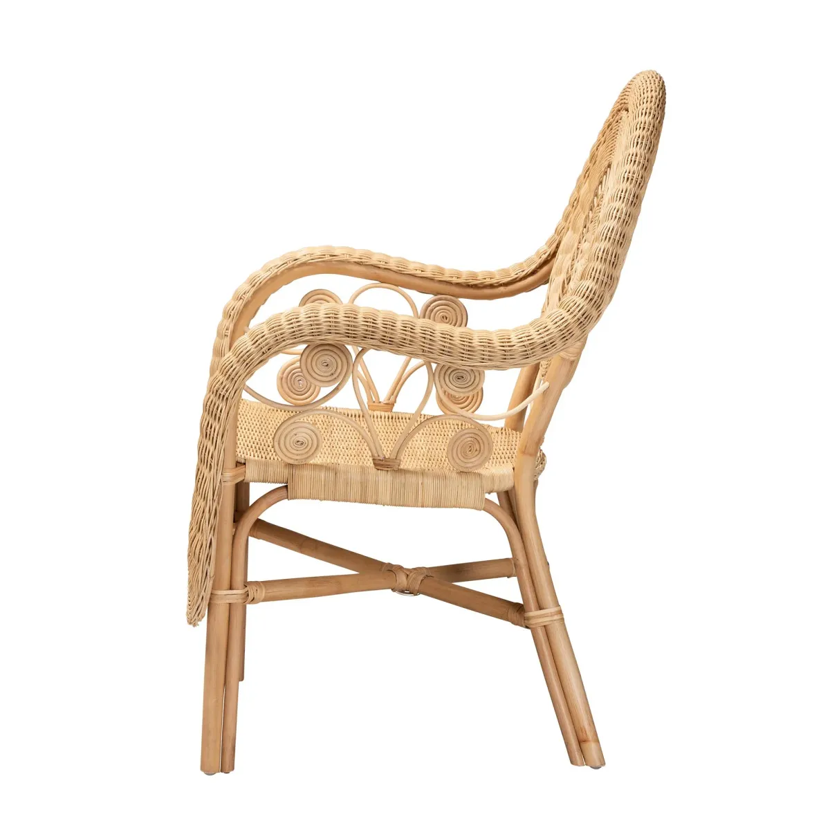 bali & pari Putri Modern Bohemian Natural Rattan Arm Chair