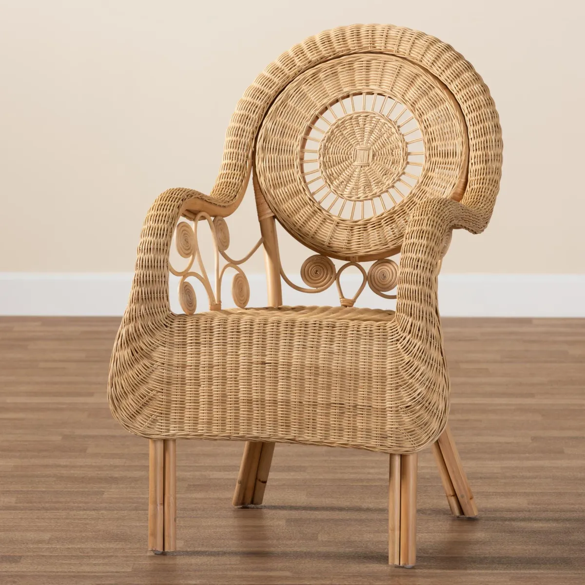 bali & pari Putri Modern Bohemian Natural Rattan Arm Chair