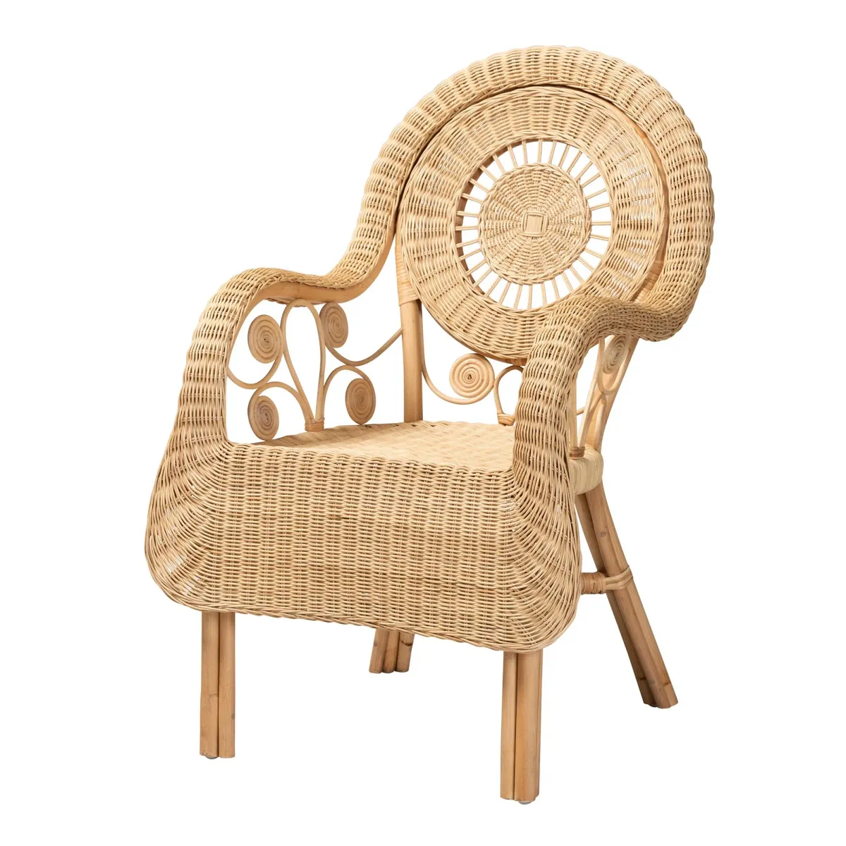 bali & pari Putri Modern Bohemian Natural Rattan Arm Chair