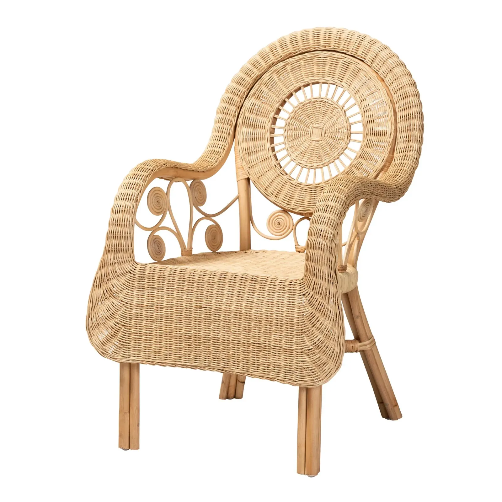 bali & pari Putri Modern Bohemian Natural Rattan Arm Chair