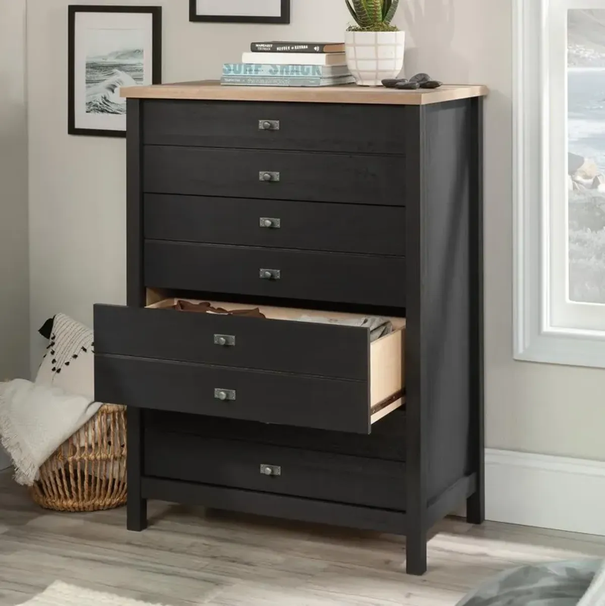 Sauder Cottage Road 4 Drawer Chest Raven Oak