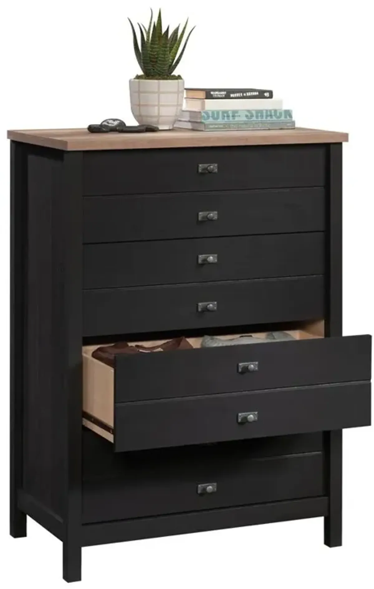 Sauder Cottage Road 4 Drawer Chest Raven Oak