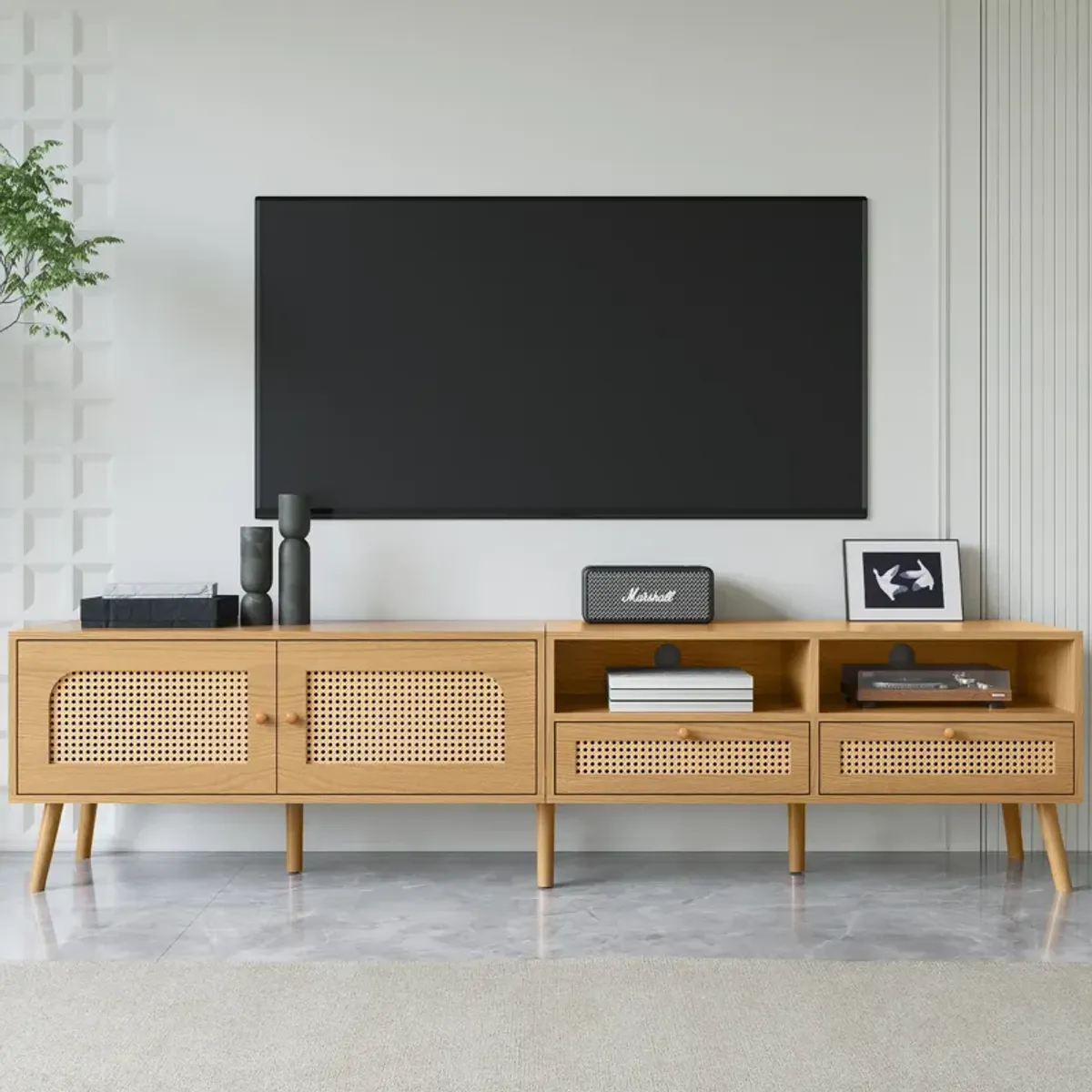 Merax Modern Farmhouse Media Console TV Cabinet for Living Room