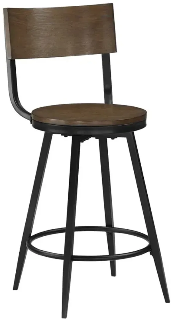 Comfort Pointe Dalia Brown Wood and Metal Swivel Stool