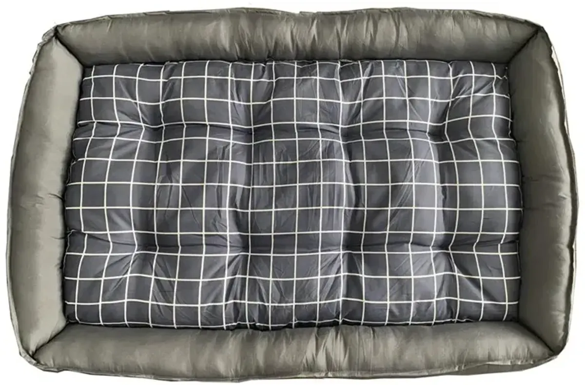 Grey Checker Dog Bed XL