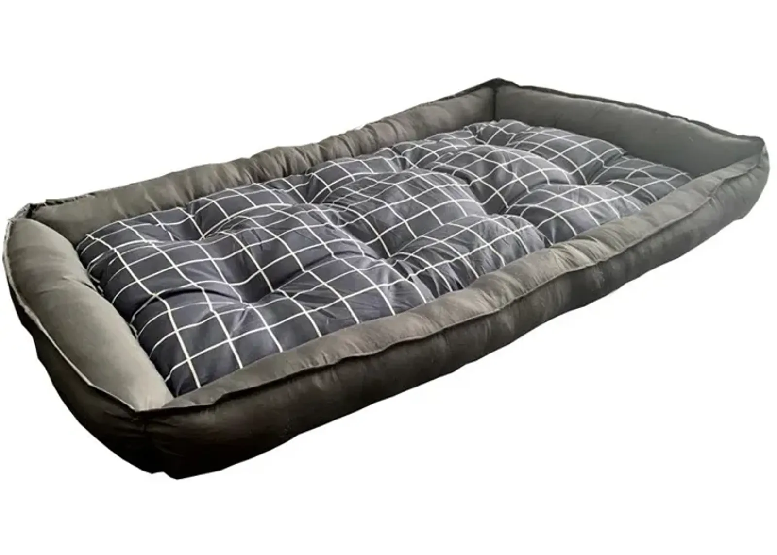 Grey Checker Dog Bed XL