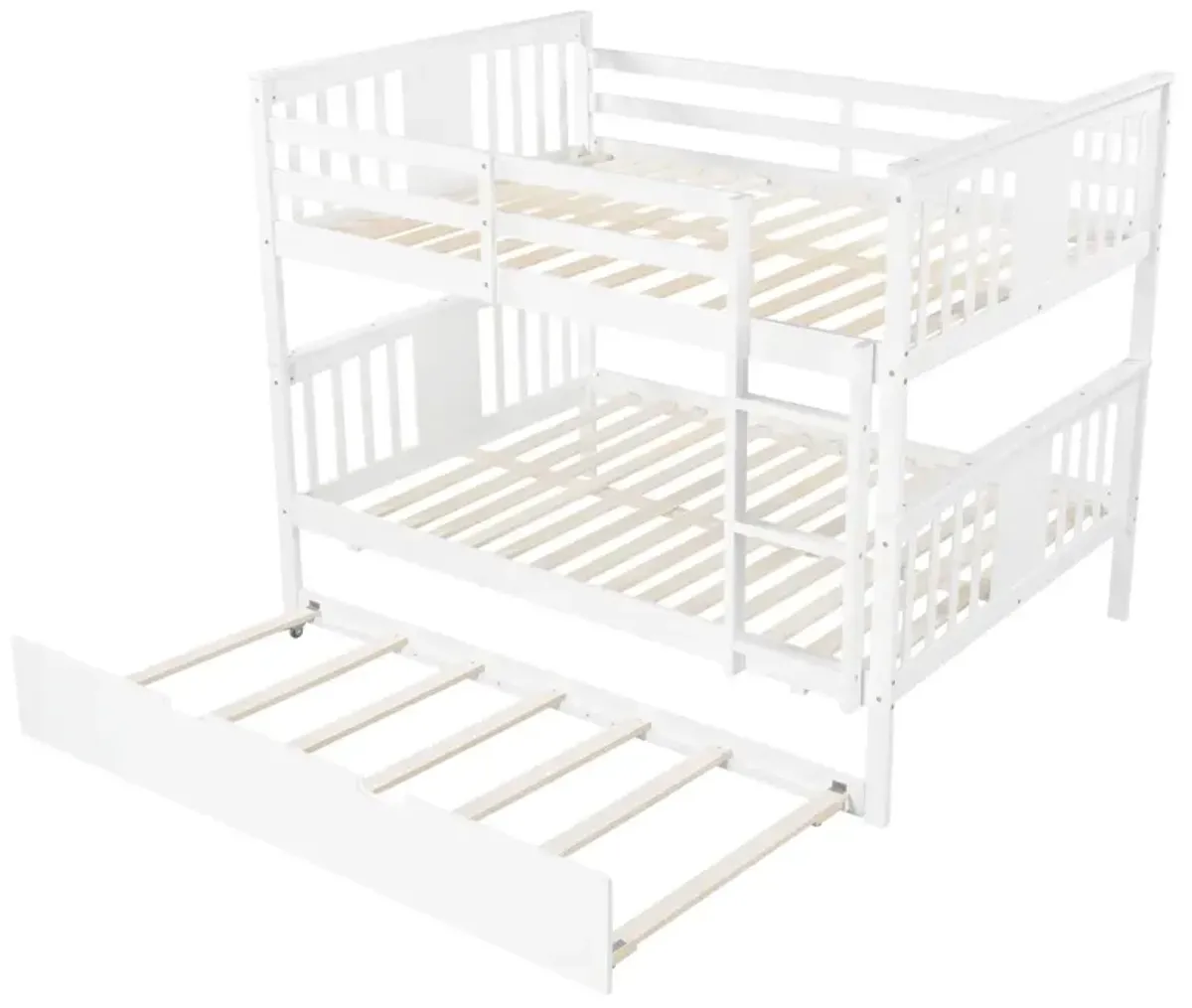 Full Over Full Bunk Bed With Twin Size Trundle And Ladder