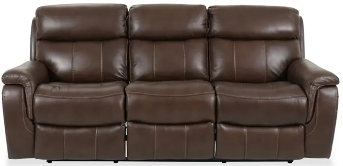 Leather Roll Arm Power Reclining Sofa