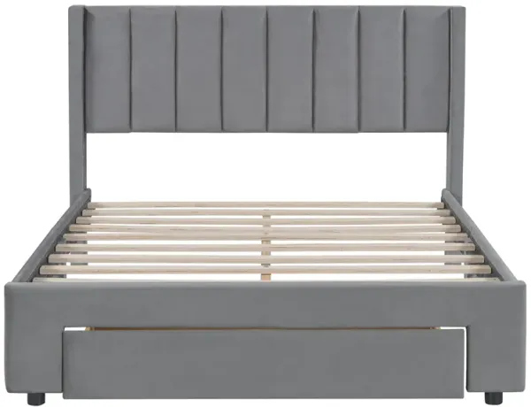 Merax Velvet Platform Bed with Drawer