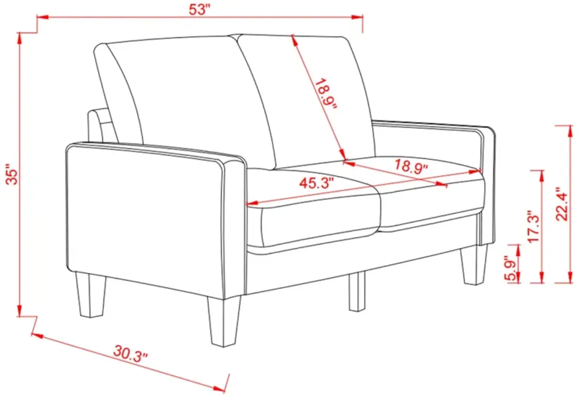 Modern Living Room Furniture Loveseat In Light Fabric