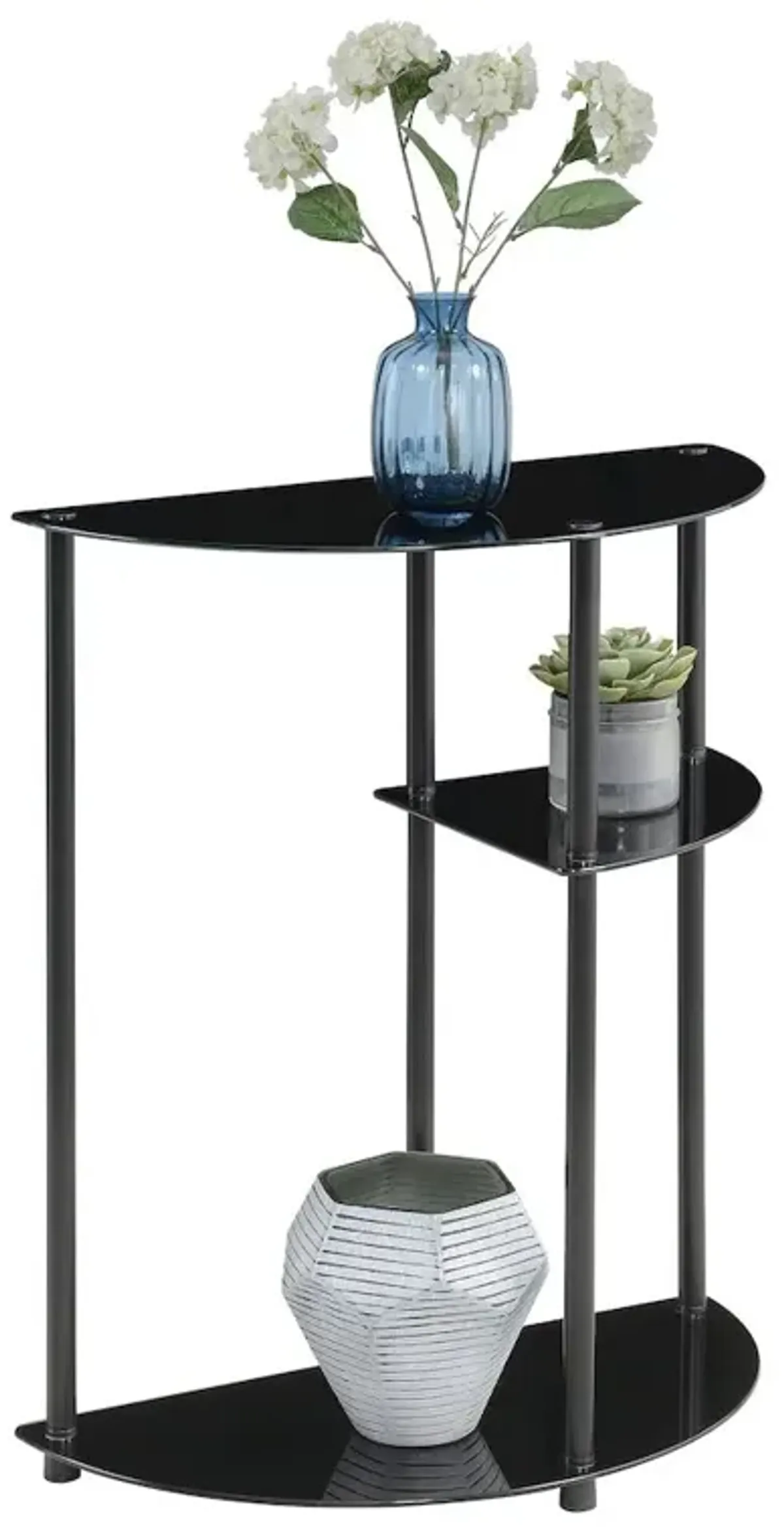 Convenience Concepts Designs2Go Classic Glass 3 Tier Display Entryway Hall Table