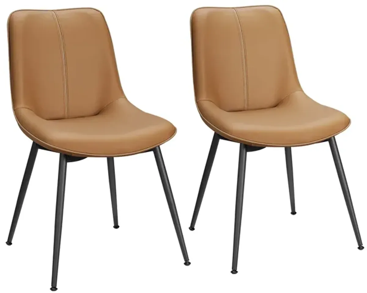 Set of 2 Upholstered Leather Dining Chairs