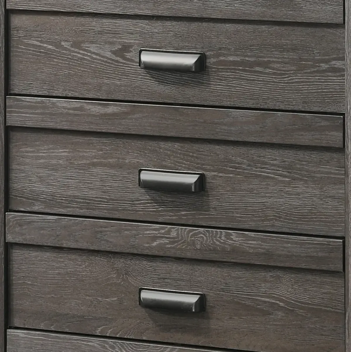 Chest with 5 Storage Drawers and Metal Pulls, Taupe Brown - Benzara