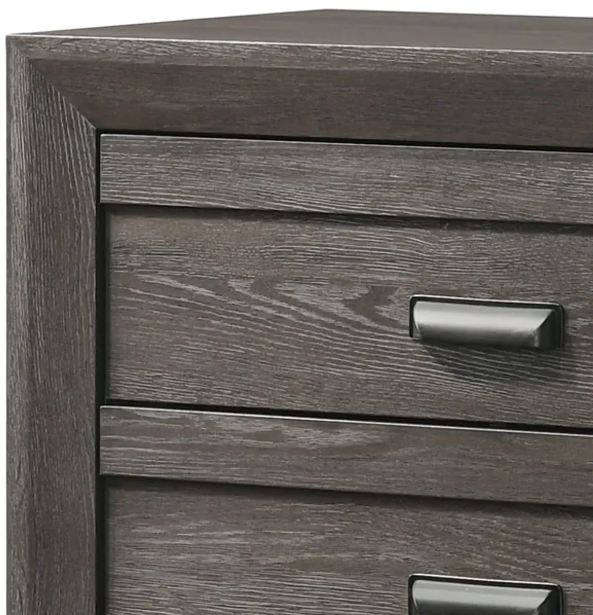 Chest with 5 Storage Drawers and Metal Pulls, Taupe Brown - Benzara