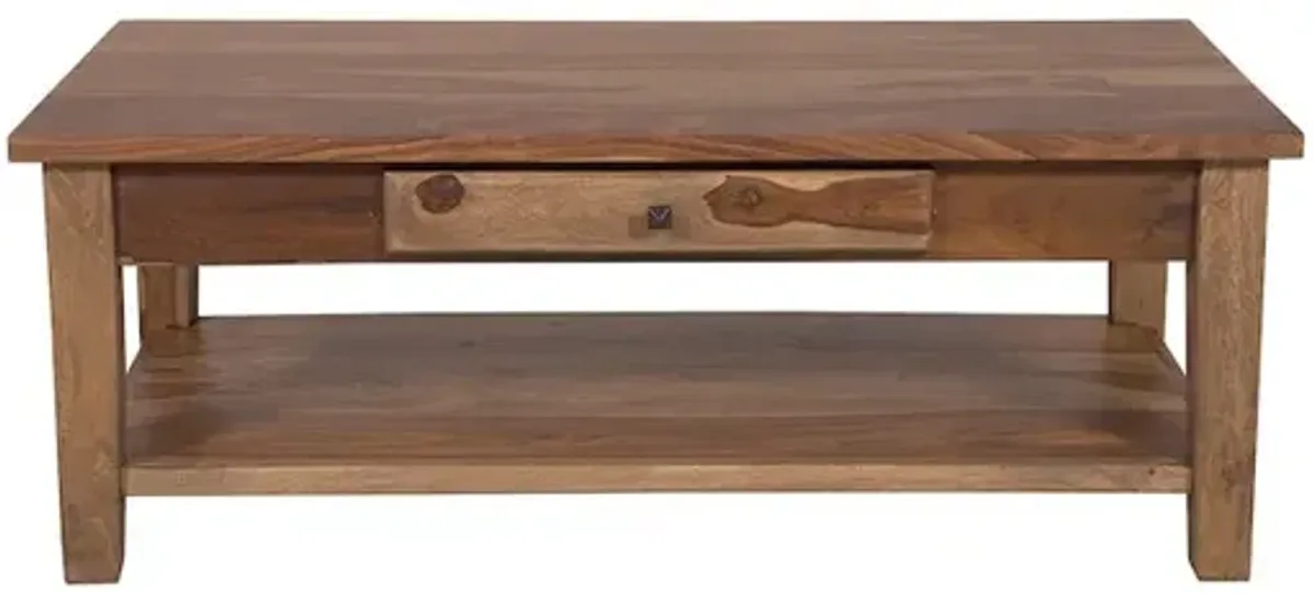 Porter Designs Taos Solid Sheesham Wood Coffee Table, Brown