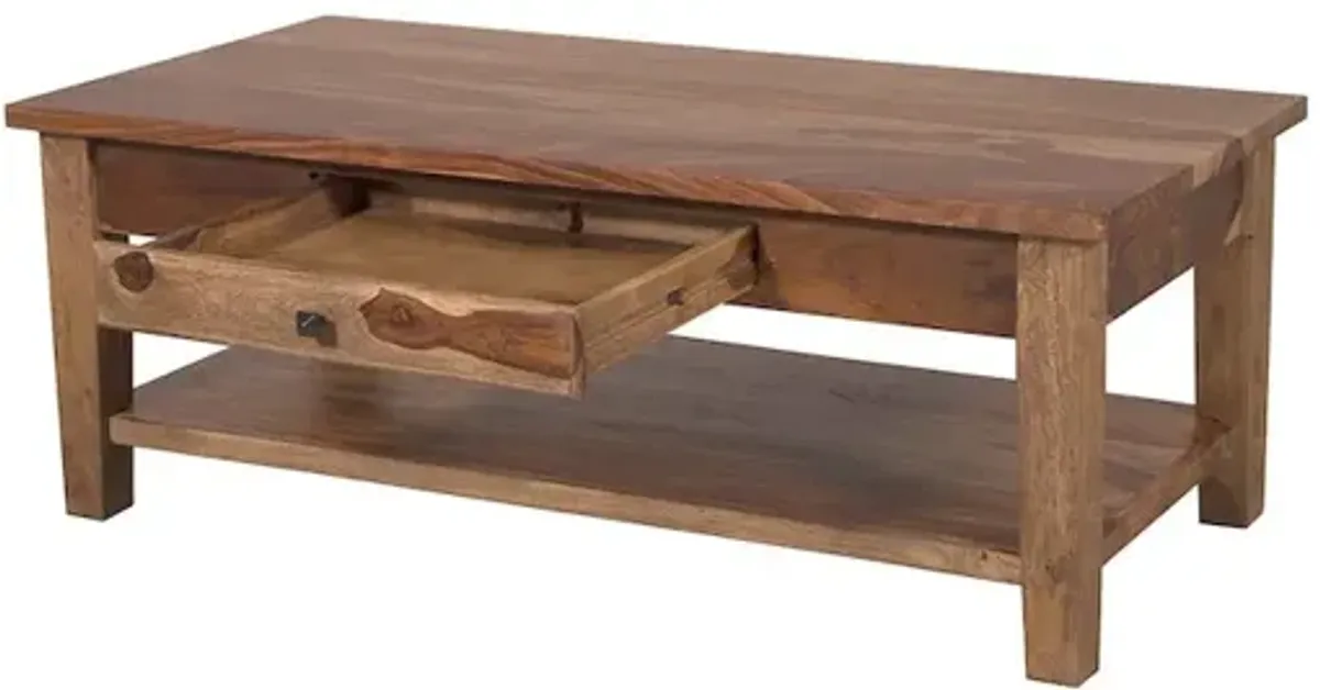 Porter Designs Taos Solid Sheesham Wood Coffee Table, Brown