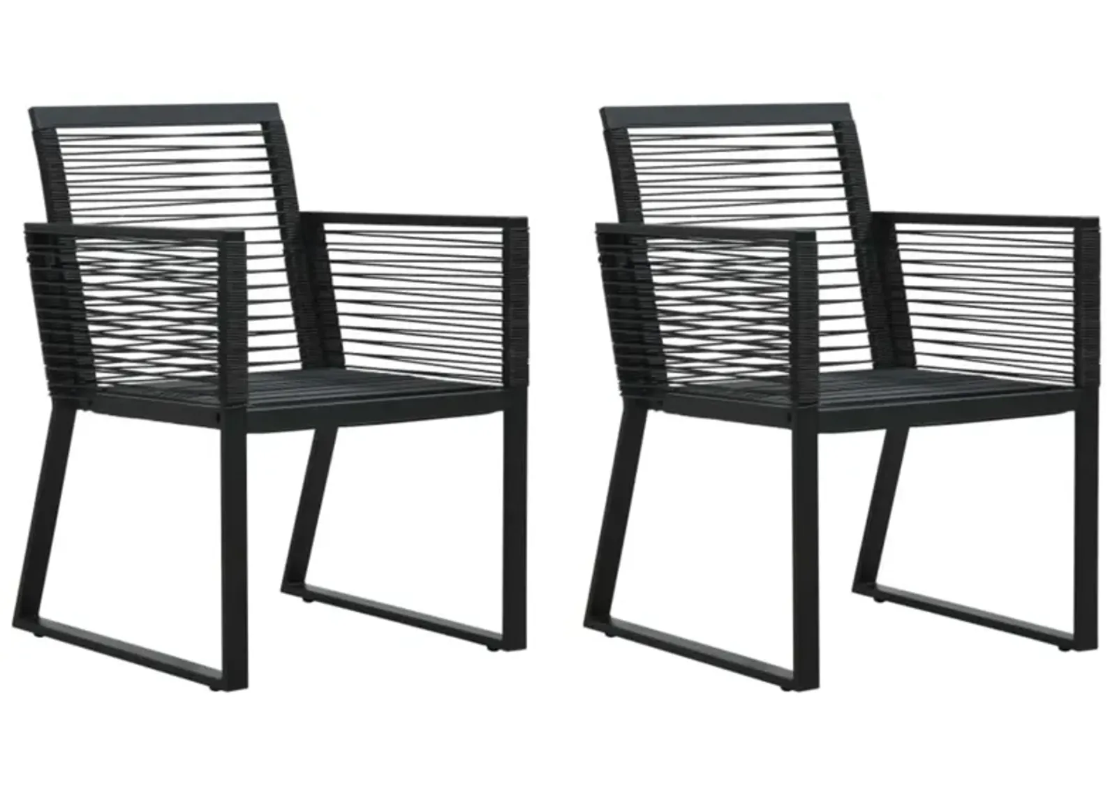 vidaXL Garden Chairs 2 pcs Black PVC Rattan