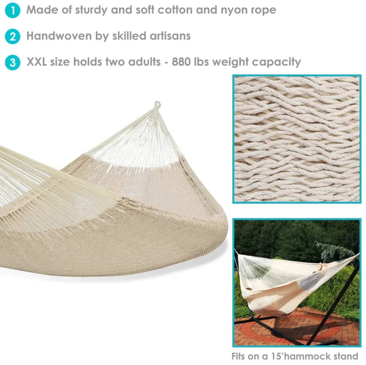 Sunnydaze 2-Person Cotton and Nylon Woven Fabric Hammock