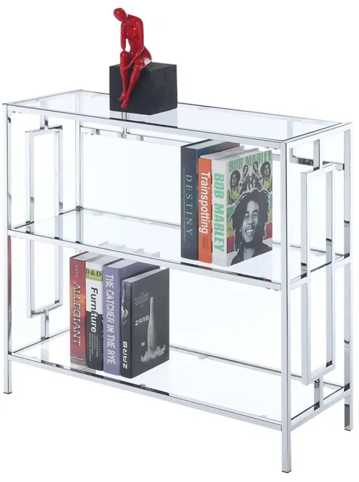 Convenience Concepts Town Square 3-Tier Bookcase, Clear Glass/Chrome Frame