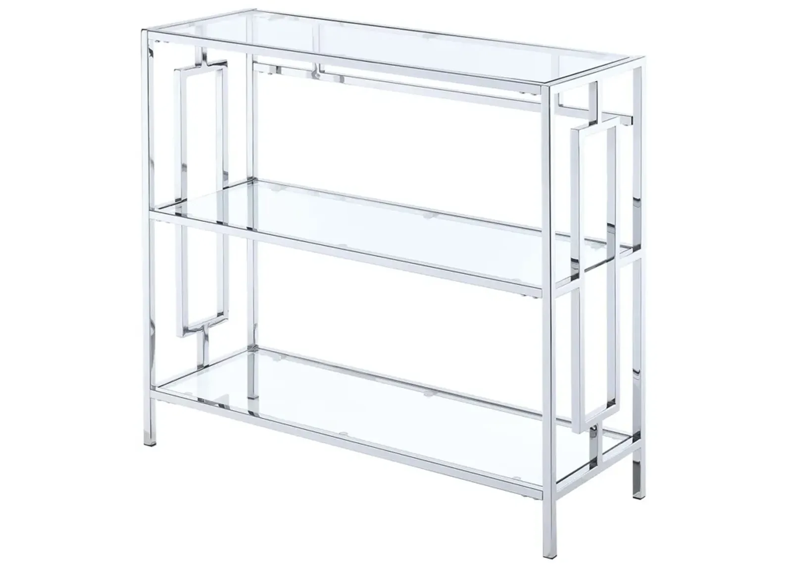 Convenience Concepts Town Square 3-Tier Bookcase, Clear Glass/Chrome Frame