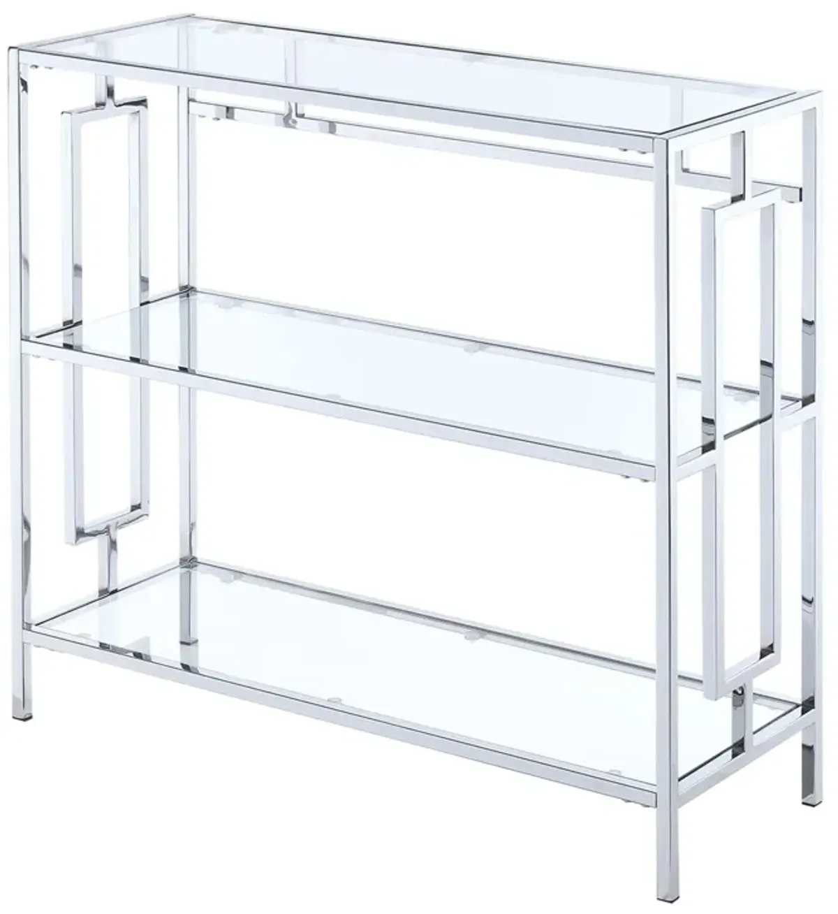 Convenience Concepts Town Square 3-Tier Bookcase, Clear Glass/Chrome Frame