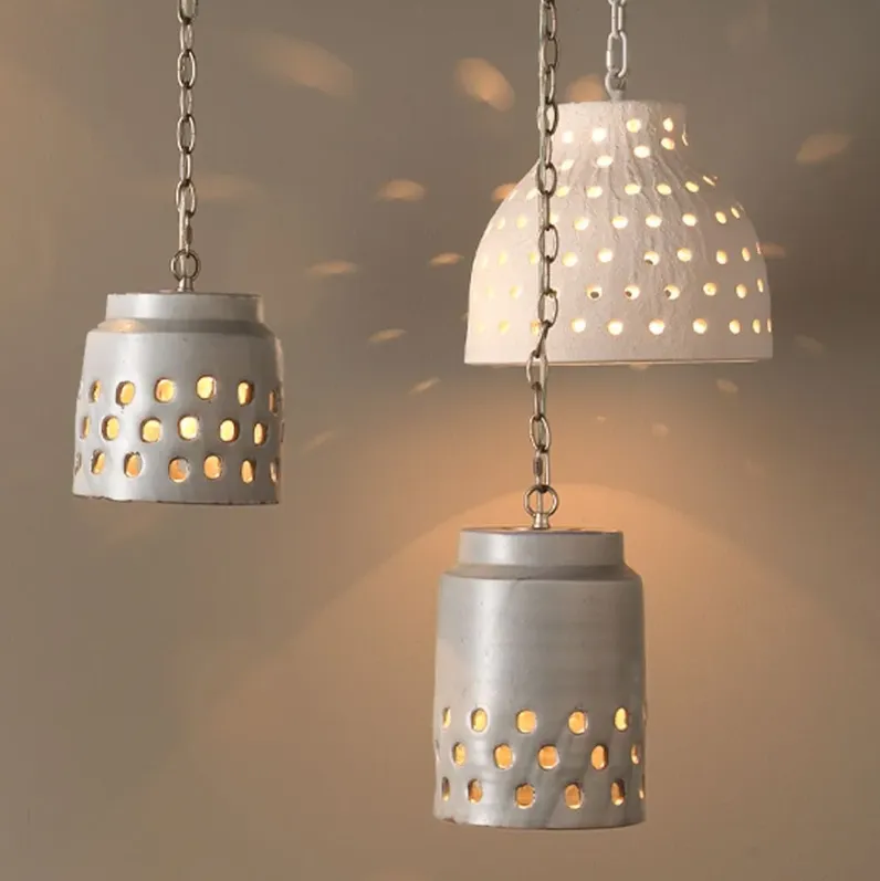 Perforated Short Ceramic Pendant