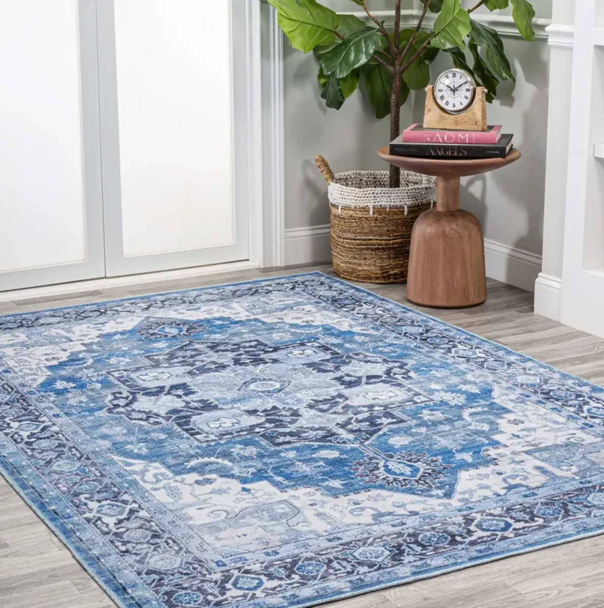 Maris Ornate Medallion Machine-Washable Area Rug