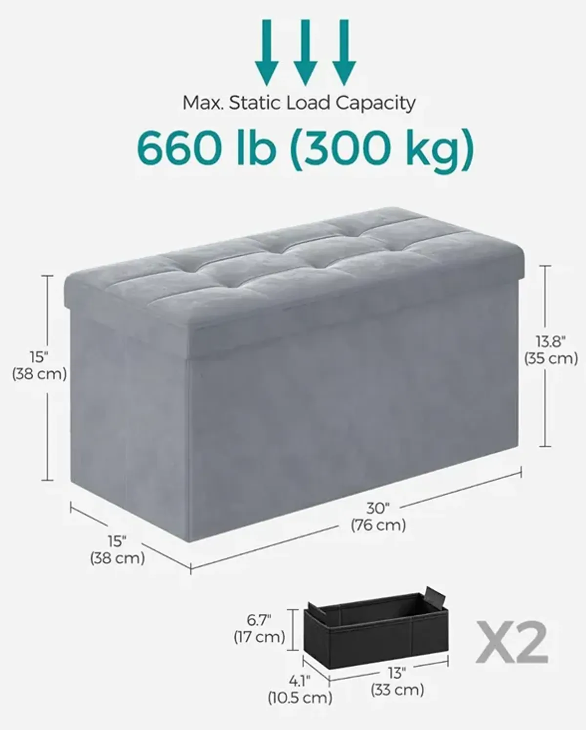 Foldable Storage Ottoman Bench for Space-Saving and Versatile Storage Solutions