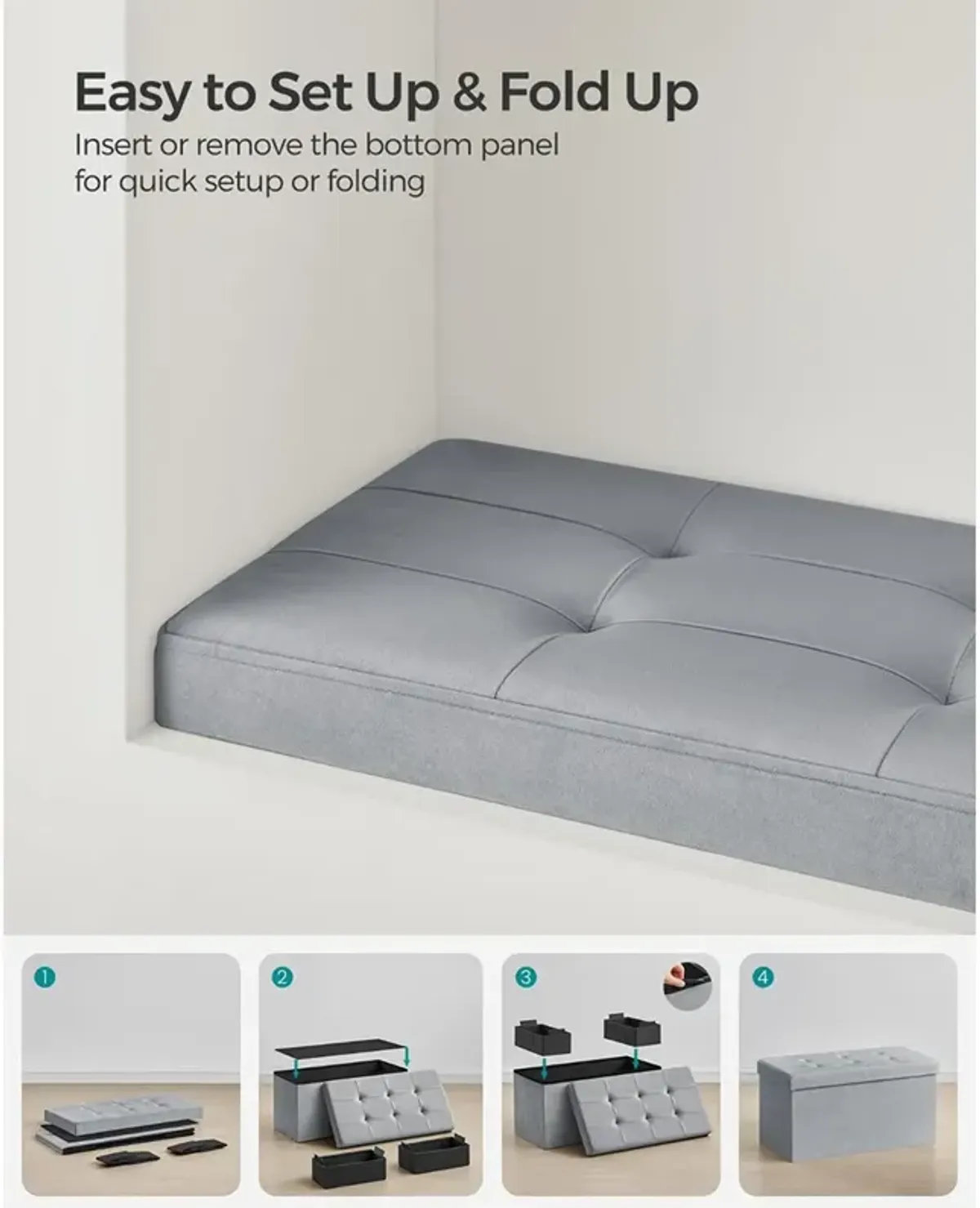 Foldable Storage Ottoman Bench for Space-Saving and Versatile Storage Solutions