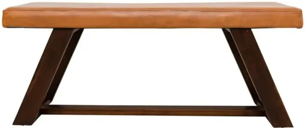 Ashcroft Furniture Co Marley Genuine Leather Bench in Tan